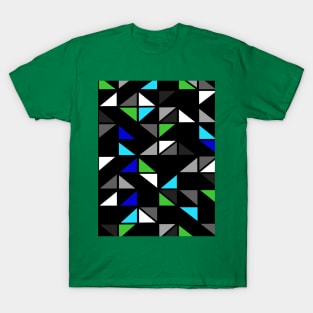 Geometric Black, Green and Blue Pattern T-Shirt